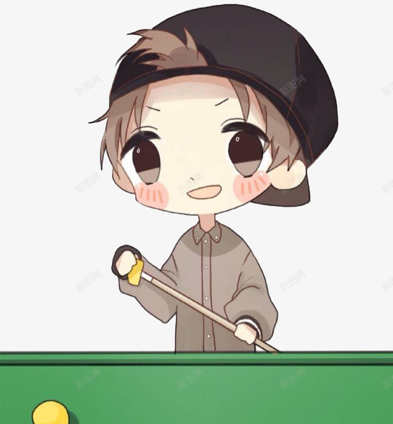 卡通人物打台球png免抠素材_新图网 https://ixintu.com 体育竞技 体育运动 卡通台球 台球 打台球 斯诺克