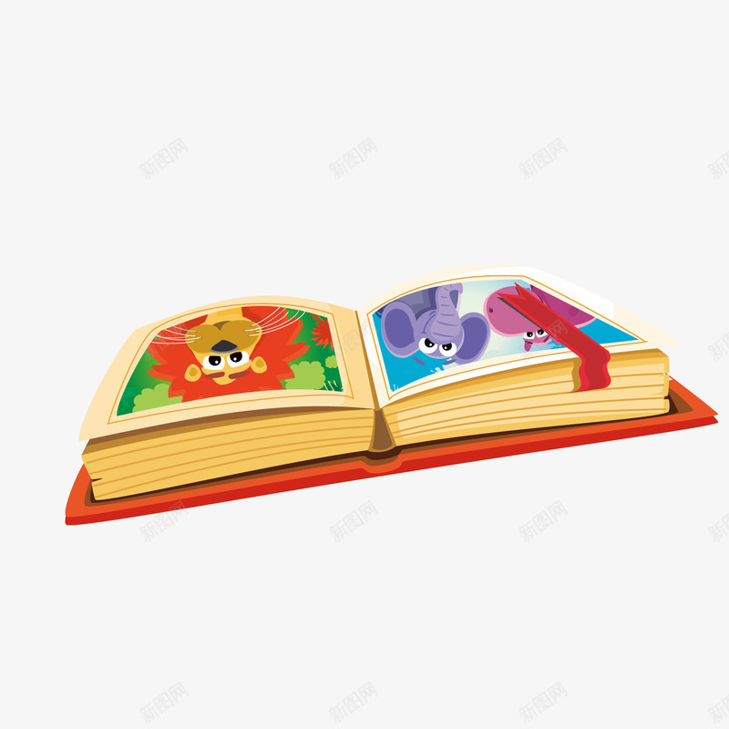 卡通打开的动物故事书矢量图ai免抠素材_新图网 https://ixintu.com 世界读书日 书本 小学故事 彩色 故事书 矢量图 阅读