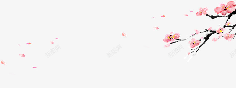 水墨桃花手绘插画png免抠素材_新图网 https://ixintu.com 手绘 插画 桃花 水墨 花卉植物
