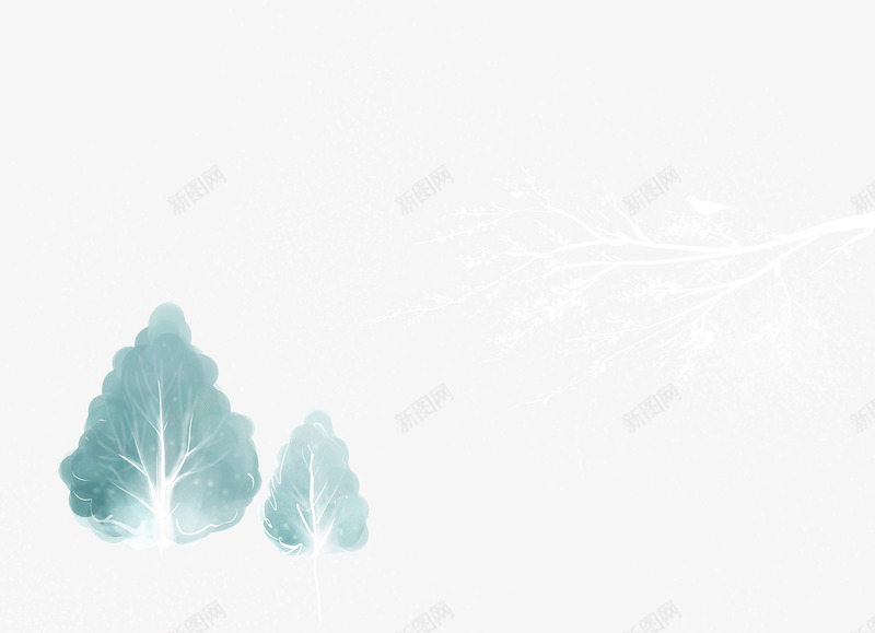 简洁绿树风景png免抠素材_新图网 https://ixintu.com 手绘 简洁 绿树 风景