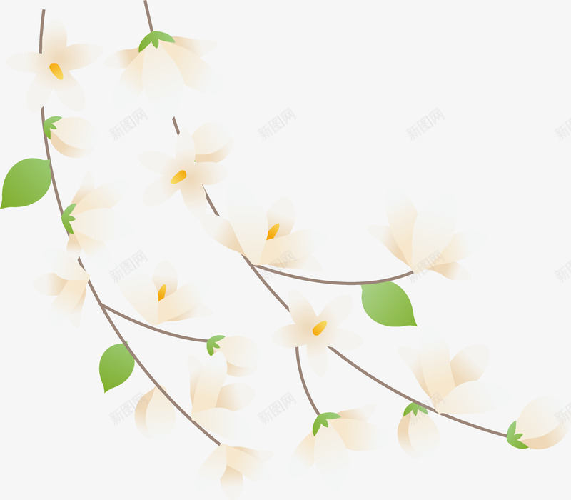 手绘唯美花枝矢量图ai免抠素材_新图网 https://ixintu.com 唯美 手绘 清新 简洁 花卉 花朵 花枝 装饰 矢量图