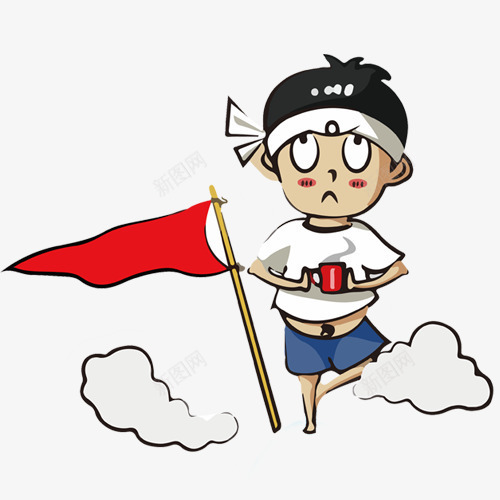 彩色卡通装饰冲刺高考psd免抠素材_新图网 https://ixintu.com 冲刺高考 卡通云朵 红色旗子 装饰图 设计图 高考