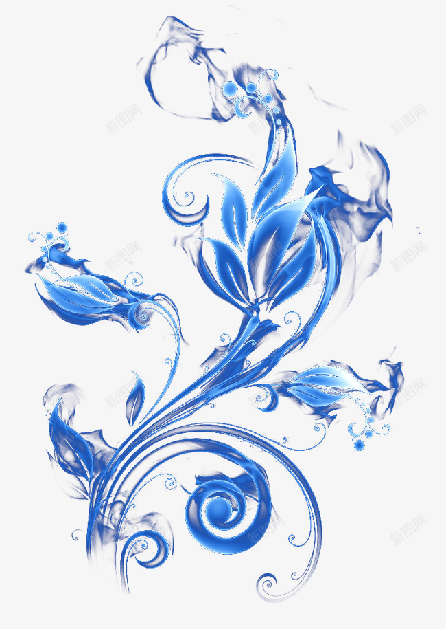 特效处理图png免抠素材_新图网 https://ixintu.com 烟雾效果 花卉 蓝色