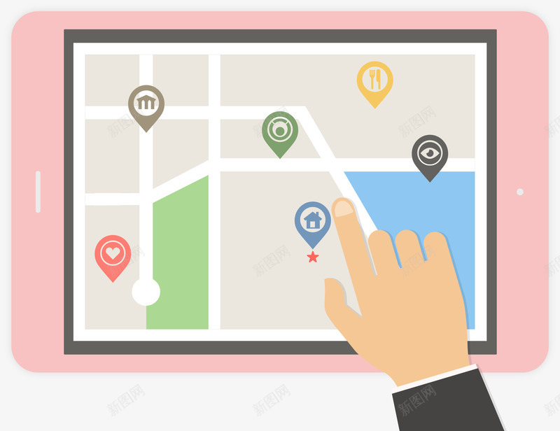 城市寻宝软件png免抠素材_新图网 https://ixintu.com APP 地图 坐标 寻宝图 寻宝路线 粉色