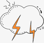 手绘黄色闪电白云图标png_新图网 https://ixintu.com 图标 白云 闪电 黄色