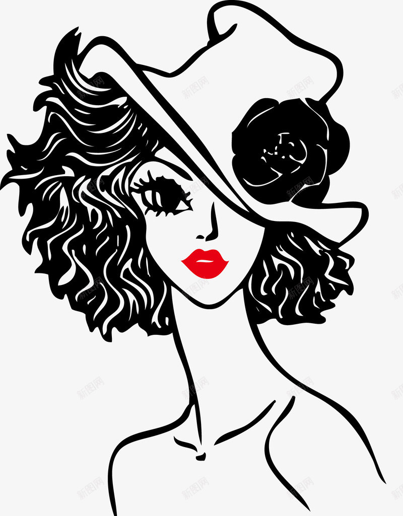 时尚红唇短发性感美女矢量图ai免抠素材_新图网 https://ixintu.com 性感 性感美女 时尚 时尚美女 矢量AI 短发 短发美女 红唇 美女 矢量图