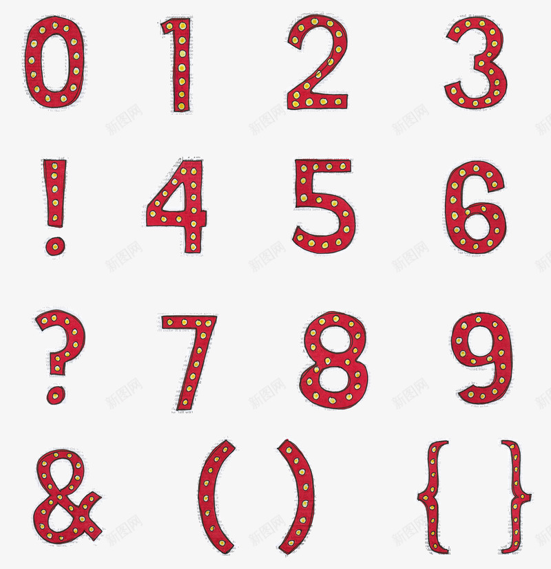 欧美复古卡通红色数字符号png免抠素材_新图网 https://ixintu.com 创意 卡通 复古 标点符号 欧美风 电影主题 红色数字