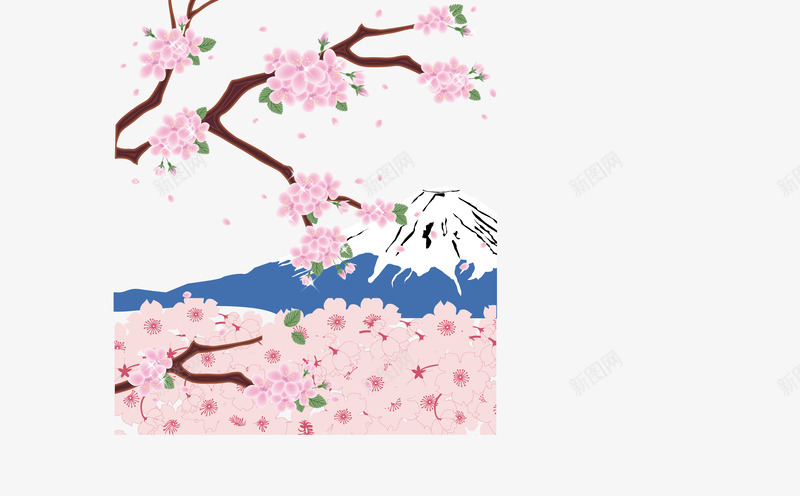 富士山樱花树png免抠素材_新图网 https://ixintu.com 富士山 樱花 樱花树 美景