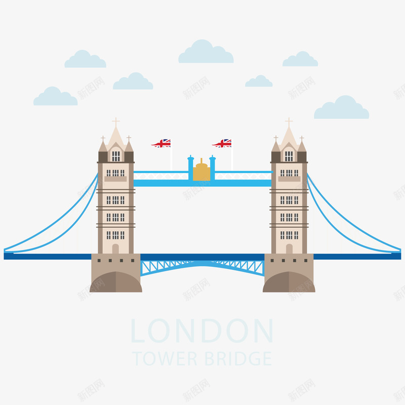 创意伦敦塔桥png免抠素材_新图网 https://ixintu.com 云朵 伦敦 国旗 塔桥 英国 英国伦敦