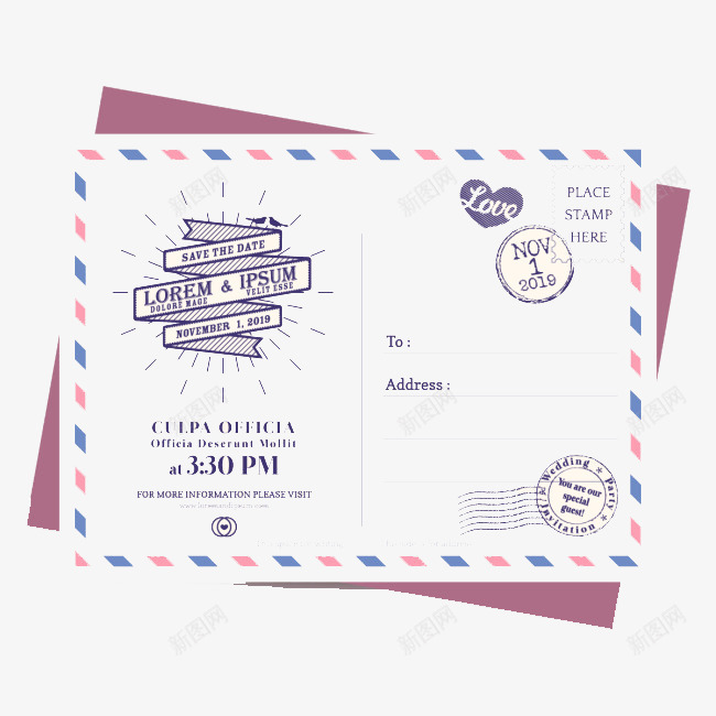 丝带装饰明信片png免抠素材_新图网 https://ixintu.com 丝带 明信片 明信片格式 欧美 装饰