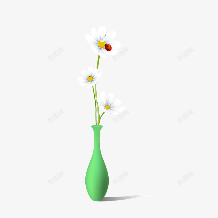 小菊花花瓶png免抠素材_新图网 https://ixintu.com 小雏菊 矢量小菊花花瓶 花卉 花朵