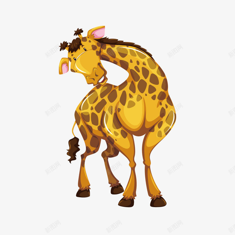 黄色卡通长颈鹿元素矢量图ai免抠素材_新图网 https://ixintu.com 光泽 卡通 卡通插画 圆点 长颈鹿 黄色 矢量图