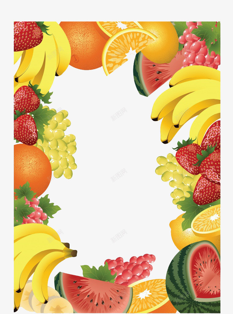 水果杂烩png免抠素材_新图网 https://ixintu.com 水果 花环 花纹 边框 食物