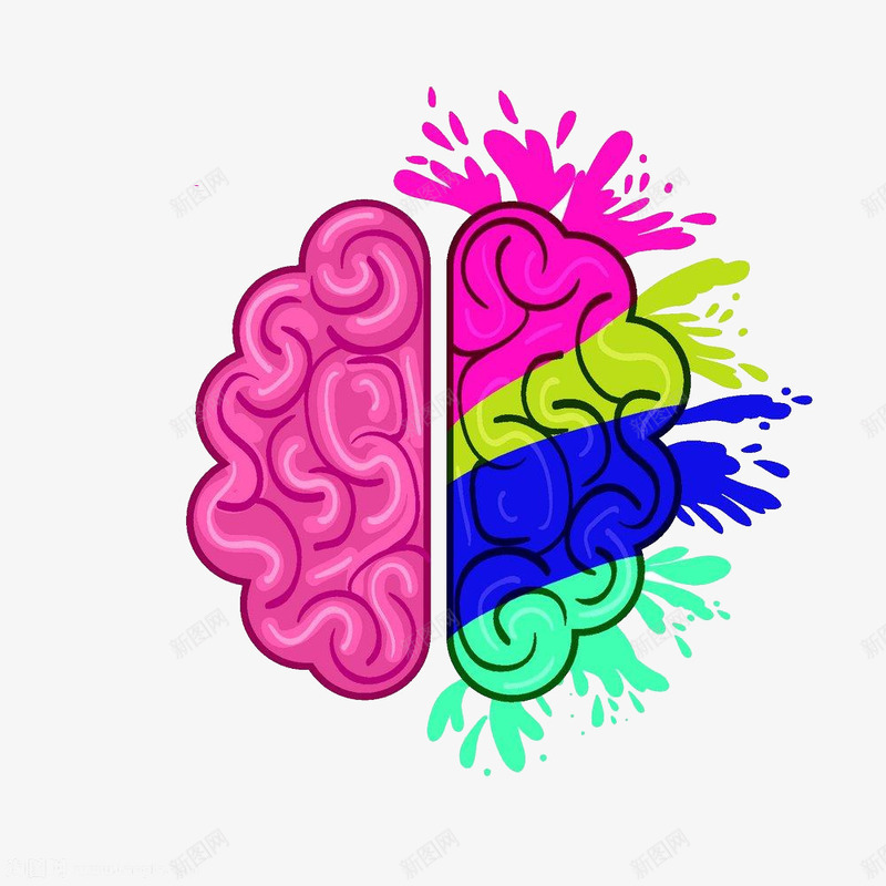 手绘半边脑花png免抠素材_新图网 https://ixintu.com 喷溅 大脑 白云形状 脑花