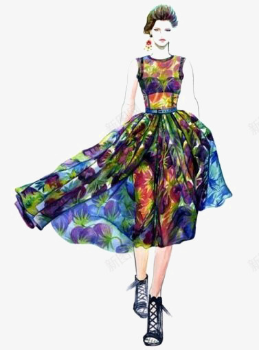 时尚女模特png免抠素材_新图网 https://ixintu.com 手绘女生 时尚女生 欧美女生 花裙 街拍女生