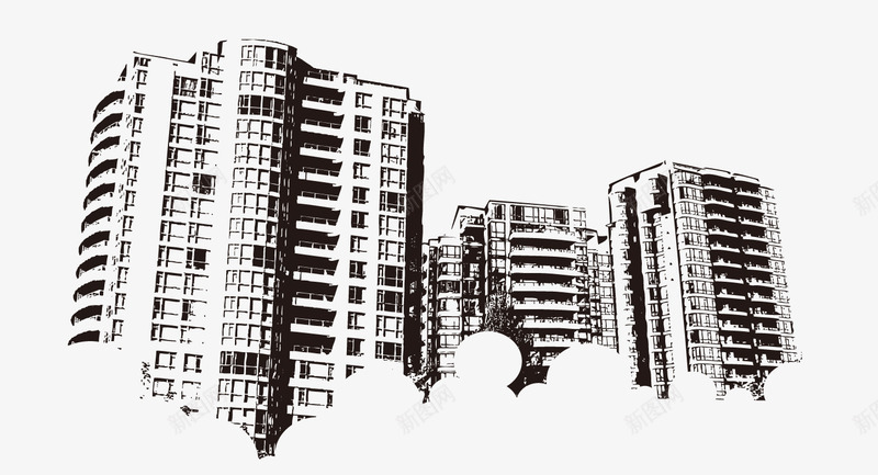 手绘素描合成城市建筑效果png免抠素材_新图网 https://ixintu.com 合成 城市 建筑 效果 素描