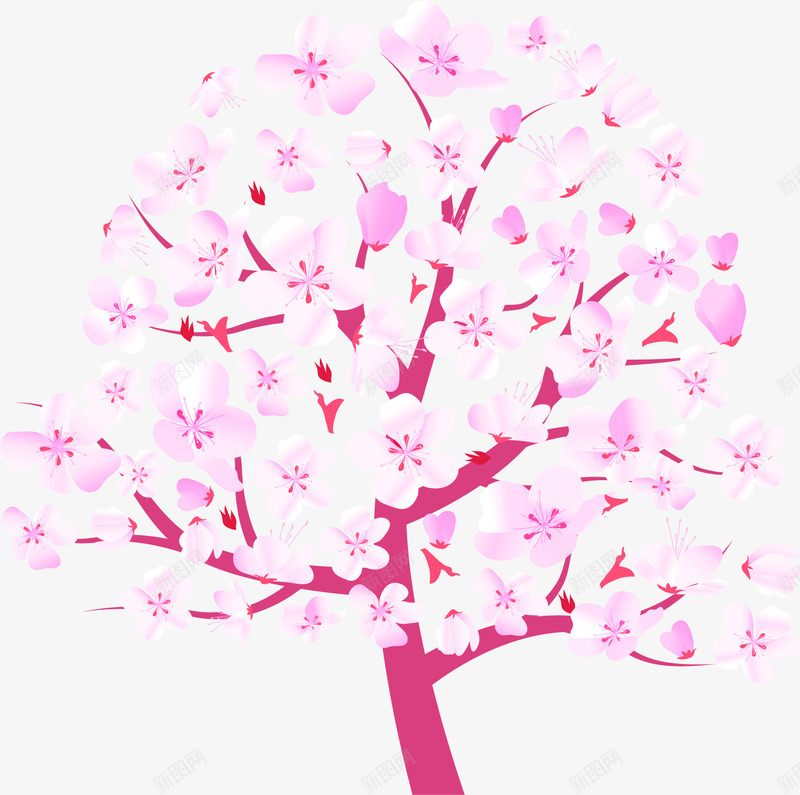 唯美樱花树图案psd免抠素材_新图网 https://ixintu.com 小树 树木 樱花 樱花树 水彩 花 花树 花瓣 花素材