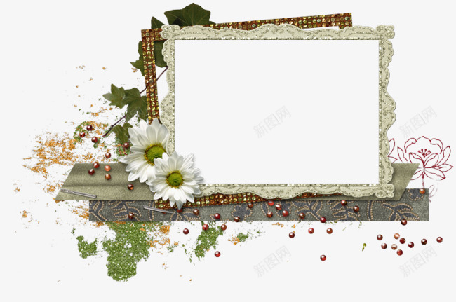 相框png免抠素材_新图网 https://ixintu.com 框架 清新 画框 相框 花卉 花框 花草 花边 边框
