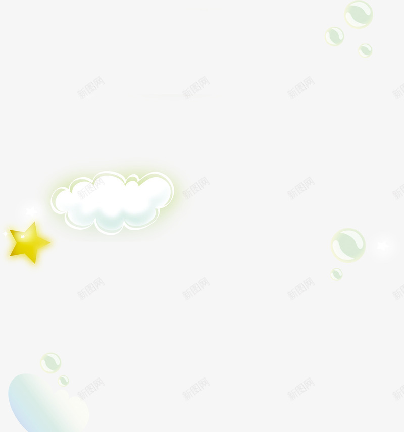 手绘卡通白云星光png免抠素材_新图网 https://ixintu.com 卡通 星光 白云