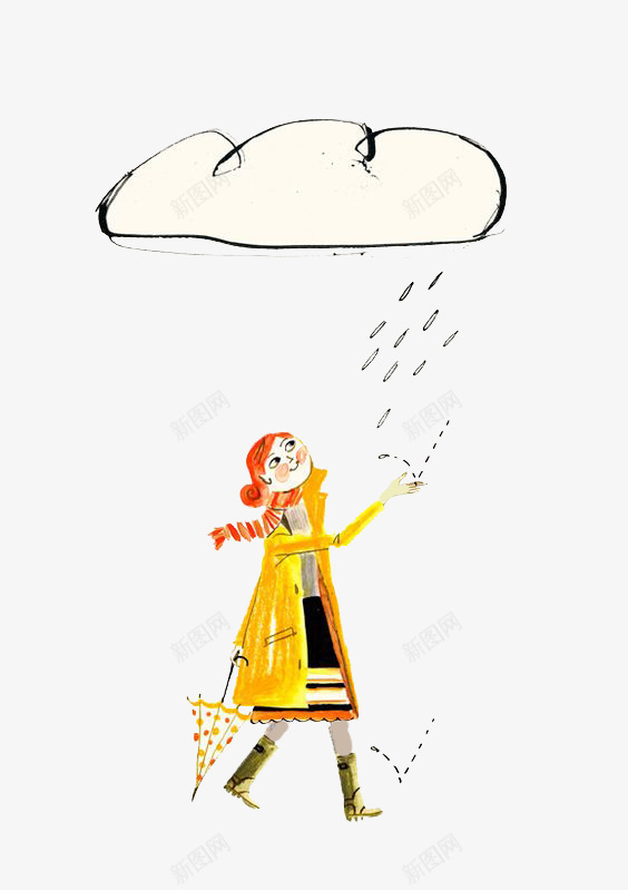 卡通下雨天气png免抠素材_新图网 https://ixintu.com 下雨 白云 雨伞 雨天