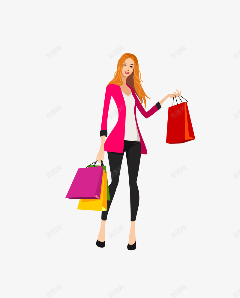 美女购物png免抠素材_新图网 https://ixintu.com 可爱 矢量女孩 美丽女孩 美女少女 路人