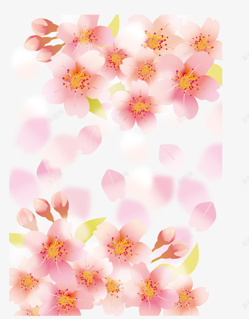 樱花节底纹png免抠素材_新图网 https://ixintu.com 卡通PNG 樱花 樱花矢量素材 花朵 花瓣