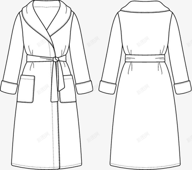 简笔画服饰系带浴袍png免抠素材_新图网 https://ixintu.com 女士服饰 平面 手绘 日常服饰 浴袍 简洁 简笔画装服装服饰 系带浴袍