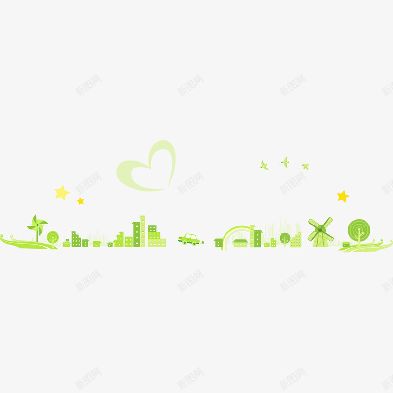 绿色远景城市建筑png免抠素材_新图网 https://ixintu.com 城市建筑 建筑 绿色建筑群 远景城市