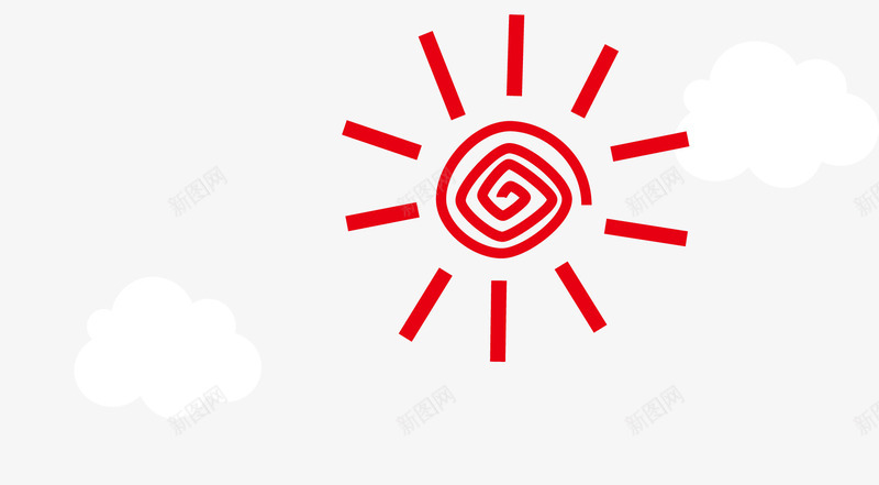 卡通儿童手绘太阳和云朵png免抠素材_新图网 https://ixintu.com 云朵 儿童 卡通 太阳 手绘