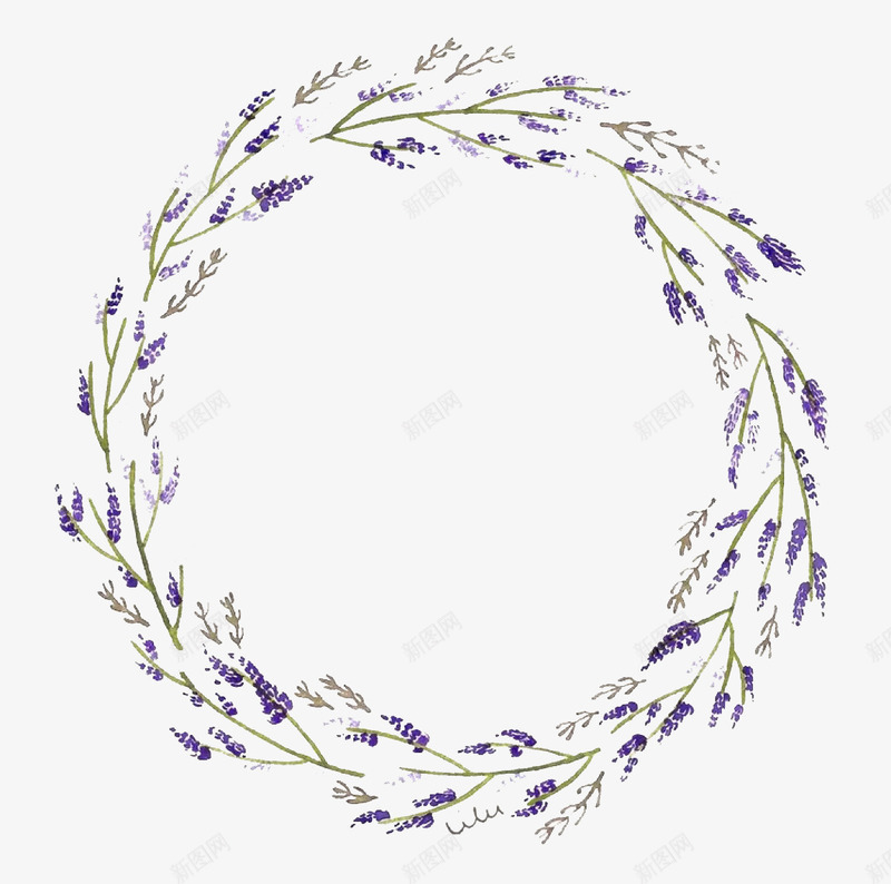薰衣草花环图标png_新图网 https://ixintu.com 图标 手绘 花环 薰衣草