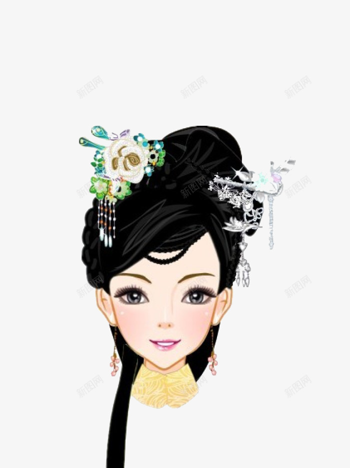 古风人物美女发型插图png免抠素材_新图网 https://ixintu.com 卡通手绘 发簪 古代发型 古代妇女 古装 古风 头饰