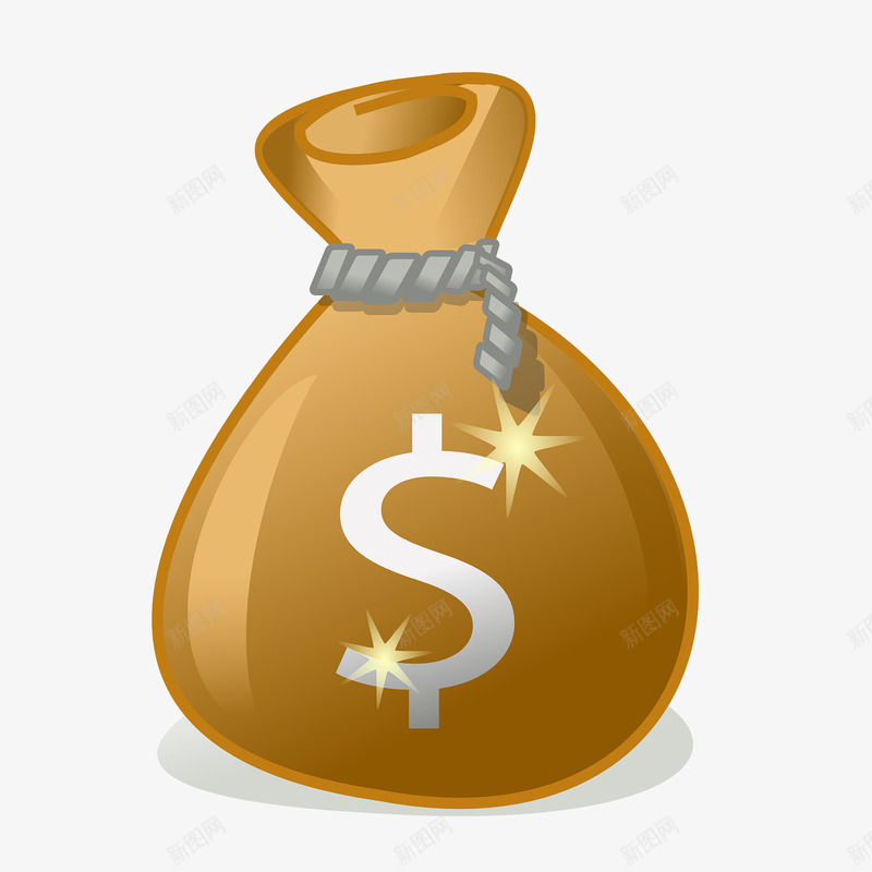 卡通版黄色的钱袋png免抠素材_新图网 https://ixintu.com 卡通钱袋 手绘钱袋 星光 金钱符号 钱袋 黄色钱袋