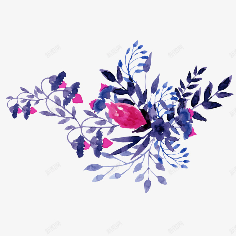 水彩手绘花朵植物插画png免抠素材_新图网 https://ixintu.com 复古设计 手绘花朵 手账植物 水粉画 艳丽花朵 花环设计