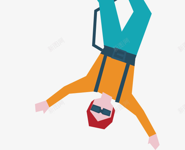 在蹦极的人矢量图ai免抠素材_新图网 https://ixintu.com 休闲 倒吊 冒险 娱乐 安全绳 男性 白云 矢量图 笨猪跳