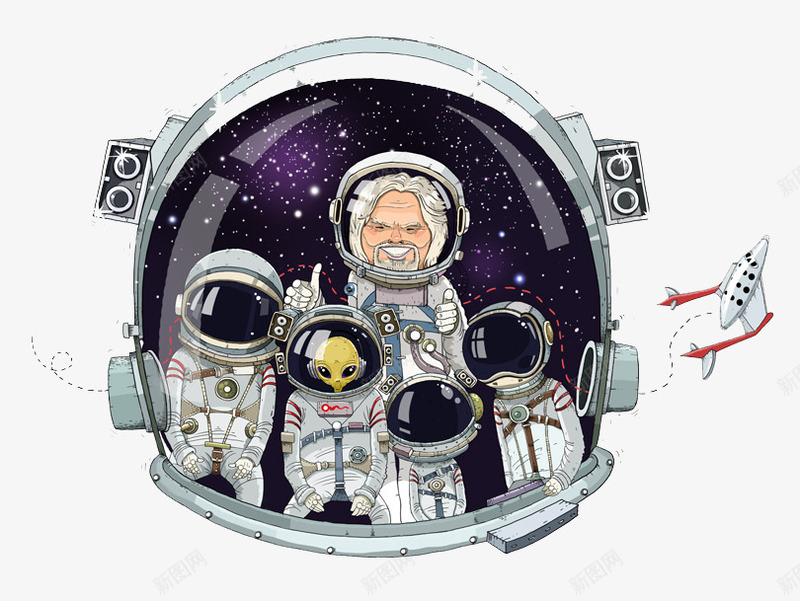 创意欧美风太空飞行船插画png免抠素材_新图网 https://ixintu.com 创意宇航员插画 太空人 太空人插画 欧美风飞船插画