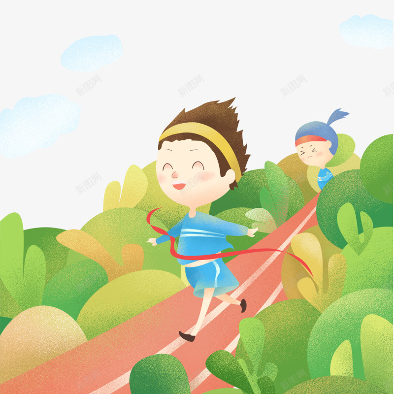 卡通手绘春季运动会奔跑的女psd免抠素材_新图网 https://ixintu.com 丝带装饰 免抠卡通手绘春季运动会奔跑的女孩免费下载 卡通 奔跑的女孩 小人奔跑 手绘 春季运动会 树木 跑道