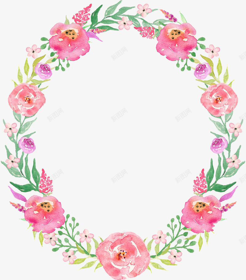 手绘花环绿叶花朵边框png免抠素材_新图网 https://ixintu.com 手绘 手绘花环绿叶花朵边框 绿叶 花朵 花环 边框