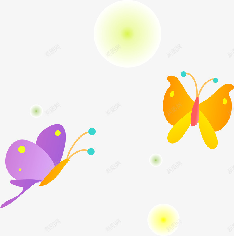 手绘彩色蝴蝶矢量图ai免抠素材_新图网 https://ixintu.com AI 动物 卡通 圆点 彩色 手绘 紫色 蝴蝶 矢量图