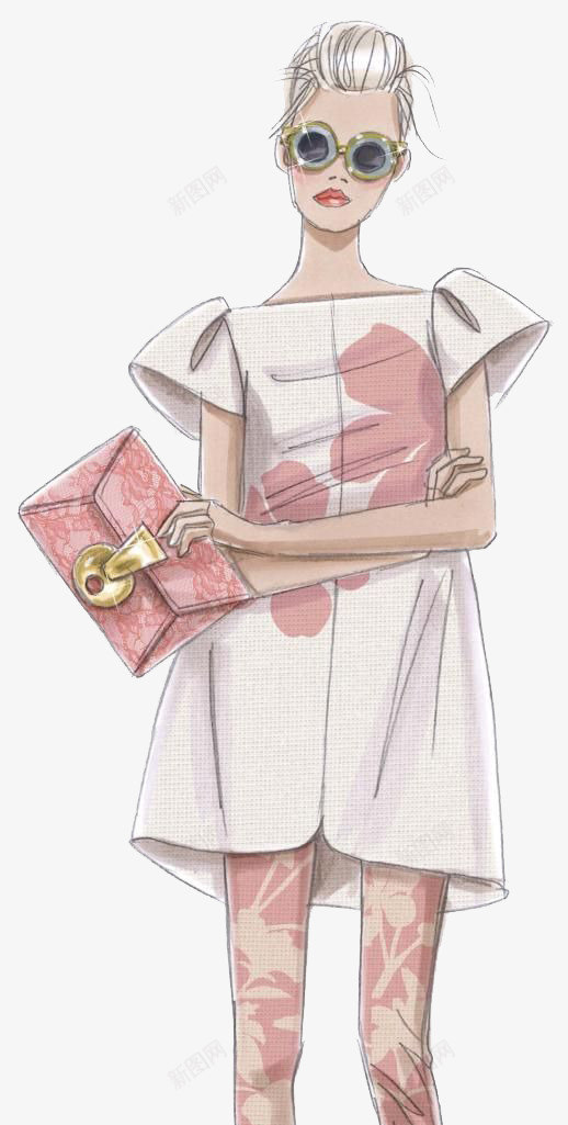 女装png免抠素材_新图网 https://ixintu.com 创意 卡通 手绘 欧美模特 欧美风