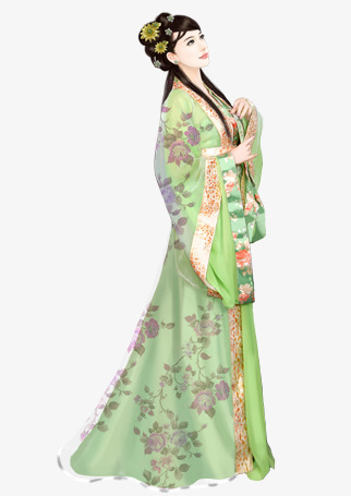 仰望的绿衣美女古风手绘png免抠素材_新图网 https://ixintu.com 仰望 古风 手绘 绿衣 美女
