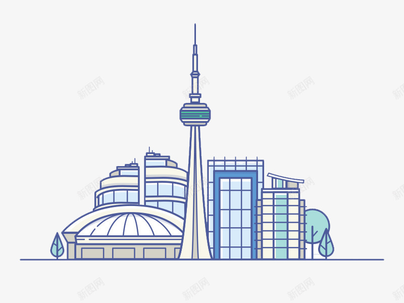 多伦多城市建筑png免抠素材_新图网 https://ixintu.com 卡通 城市 多伦多 平面 建筑 繁华