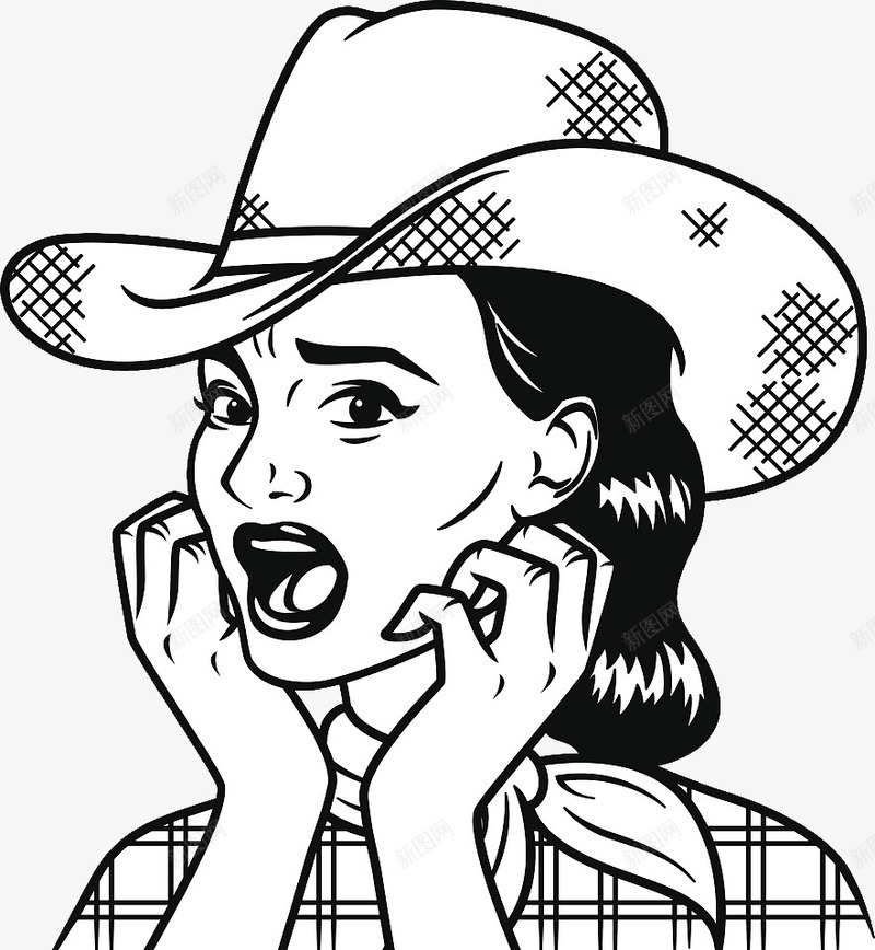 黑白人物装饰画抓狂的女孩png免抠素材_新图网 https://ixintu.com 人物装饰画 戴帽子 抓狂 抓狂的女孩 美女抓狂 黑白