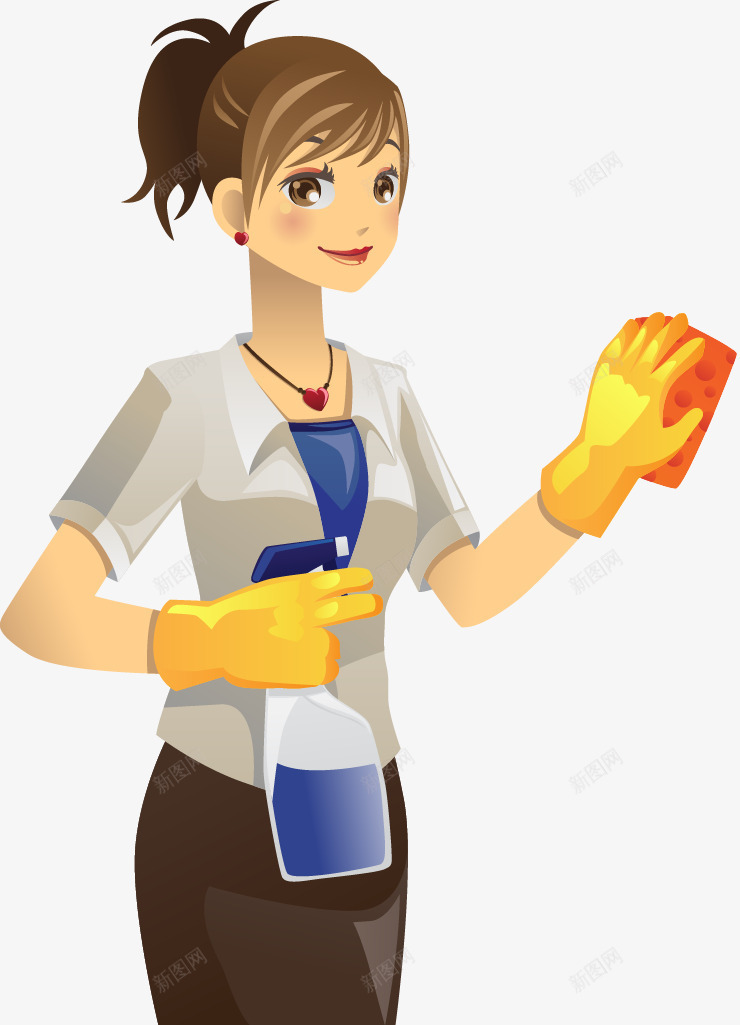擦玻璃的女孩子人物插画png免抠素材_新图网 https://ixintu.com 劳动 少女 擦玻璃的女孩子 时尚人物插画 美女