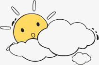 手绘黄色太阳白云图标png_新图网 https://ixintu.com 图标 太阳 白云 黄色