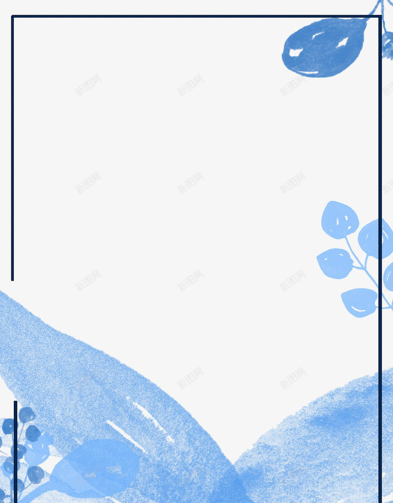 创意小清新蓝色花卉海报边框装饰png免抠素材_新图网 https://ixintu.com 小清新蓝色花卉 时尚边框 框架 海报边框 相框 边框 边框装饰