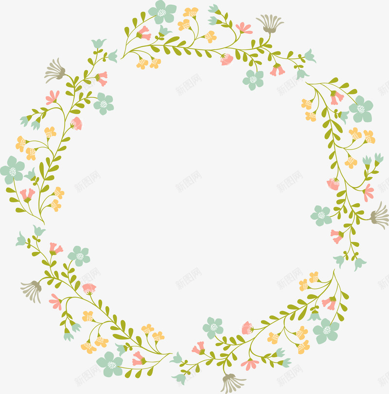 手绘彩色花环png免抠素材_新图网 https://ixintu.com 免抠图 抠图 插画 植物 花环 装饰画 鲜花