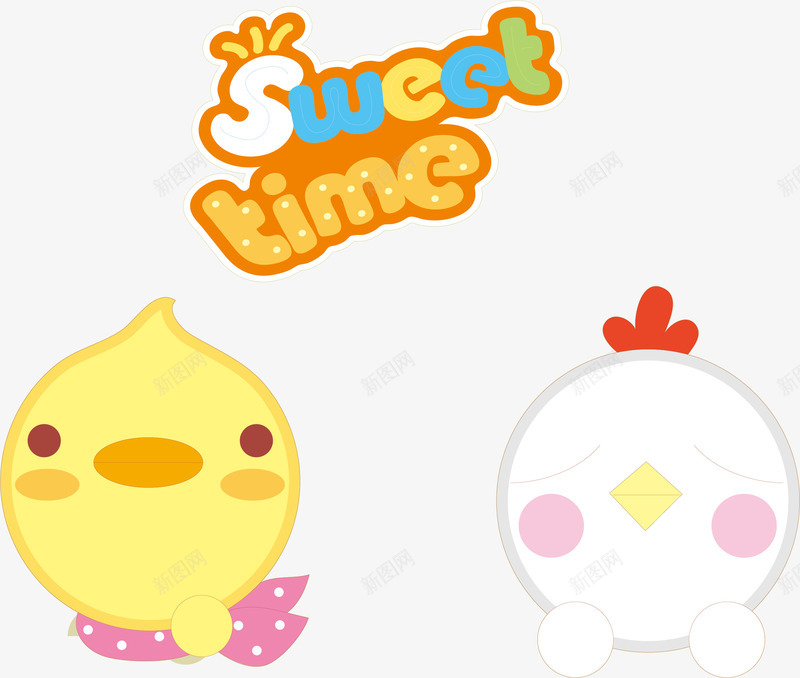 卡通风格png免抠素材_新图网 https://ixintu.com 卡通 卡通边框 卡通风格 小熊 小鸡 彩虹 心形 标签 白云