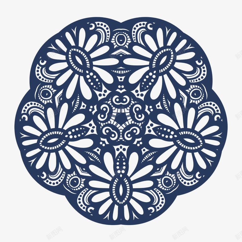 花纹png免抠素材_新图网 https://ixintu.com 复古 欧美范 花纹 藏青色