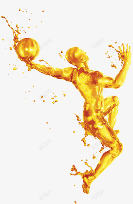 金色水花篮球运动员png免抠素材_新图网 https://ixintu.com 水花 篮球 运动员 金色