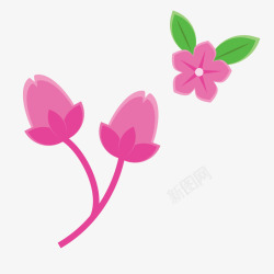 卡通手绘粉红色花骨朵春季樱花桃矢量图素材